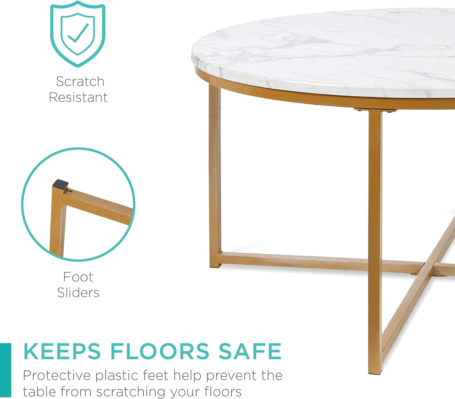 Round Marble-Look Coffee Table – Elegant & Timeless | Urban Loft