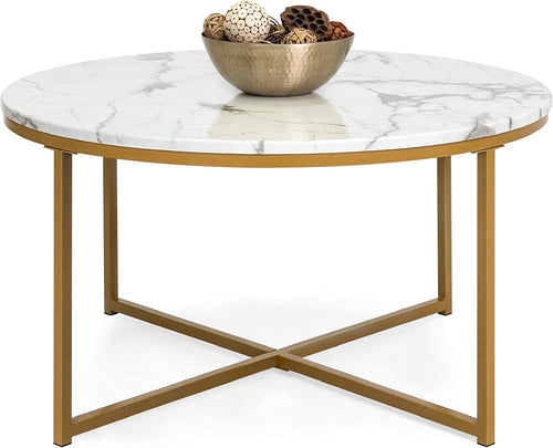 Round Marble-Look Coffee Table – Elegant & Timeless | Urban Loft