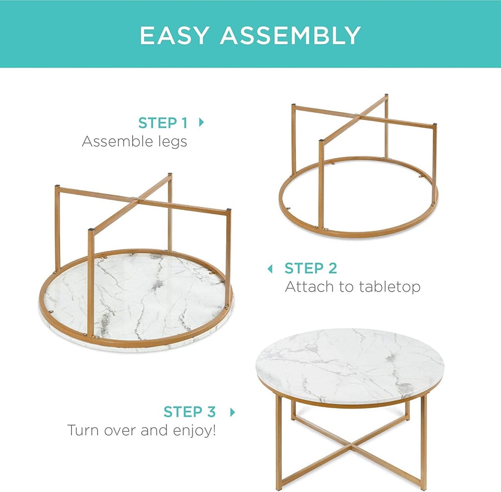 Round Marble-Look Coffee Table – Elegant & Timeless | Urban Loft