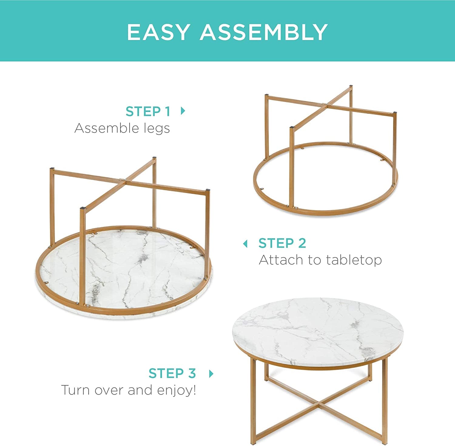 Round Marble-Look Coffee Table – Elegant & Timeless | Urban Loft