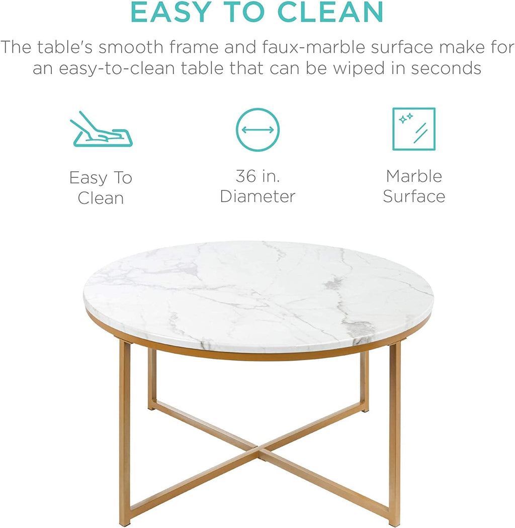 Round Marble-Look Coffee Table – Elegant & Timeless | Urban Loft