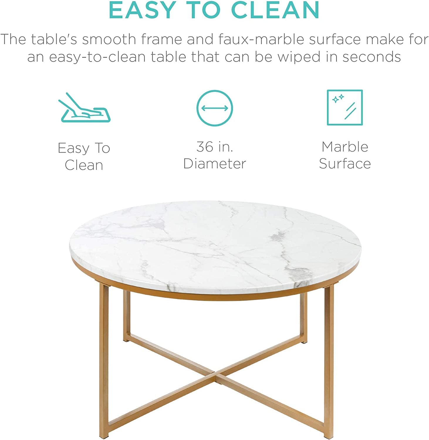 Round Marble-Look Coffee Table – Elegant & Timeless | Urban Loft