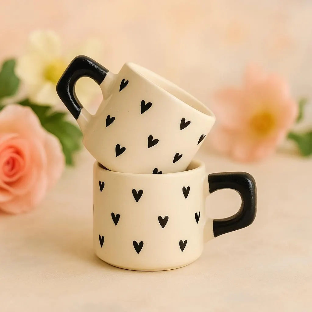 Handmade Heart Mugs – Set of 2 | Urban Loft