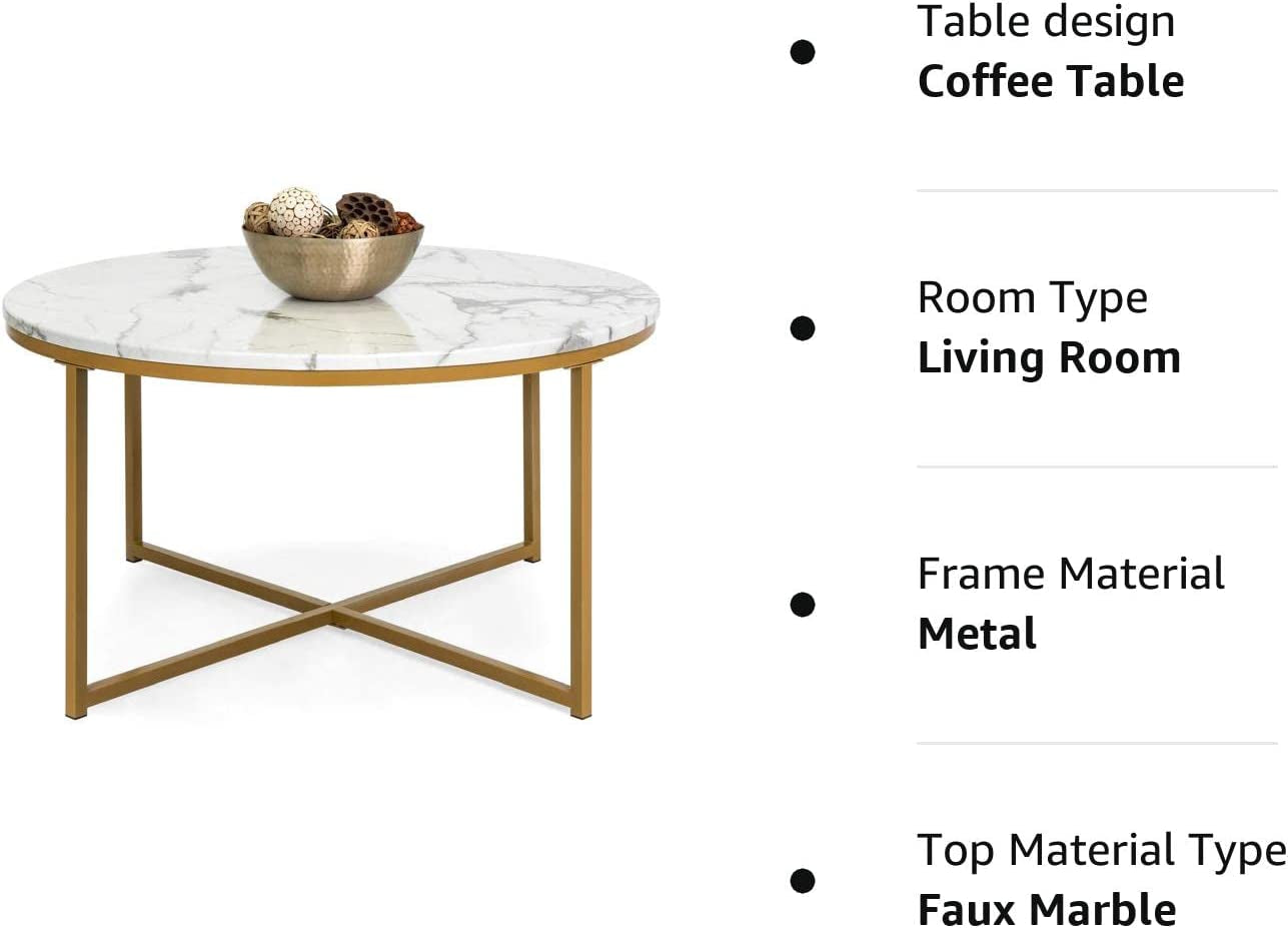 Round Marble-Look Coffee Table – Elegant & Timeless | Urban Loft